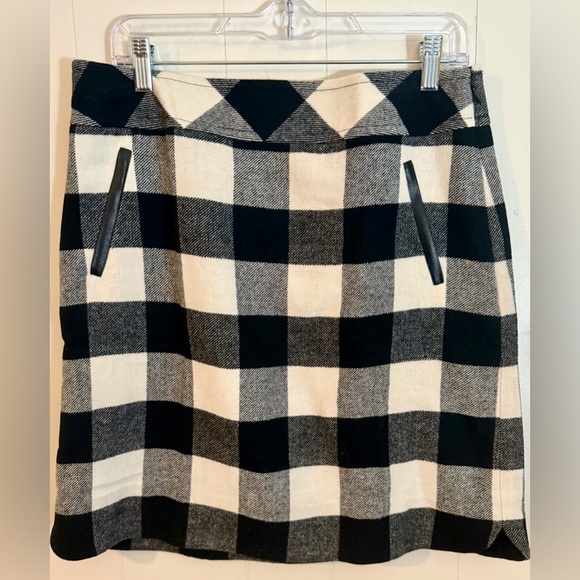 Talbots Skirt Womens 8 Wool Blend Mini Plaid Gingham Zip Lined Preppy Academia - Picture 2 of 10
